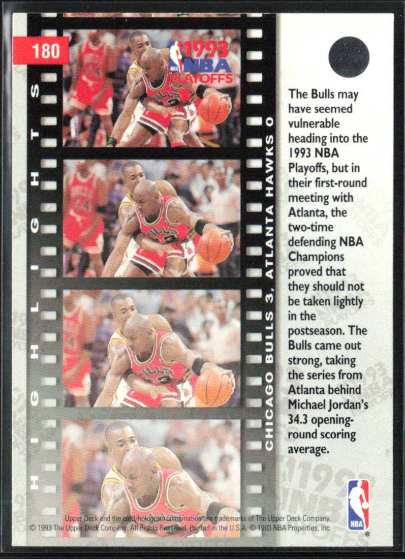 Michael Jordan 1993 Upper Deck NBA Playoffs #180 Chicago Bulls