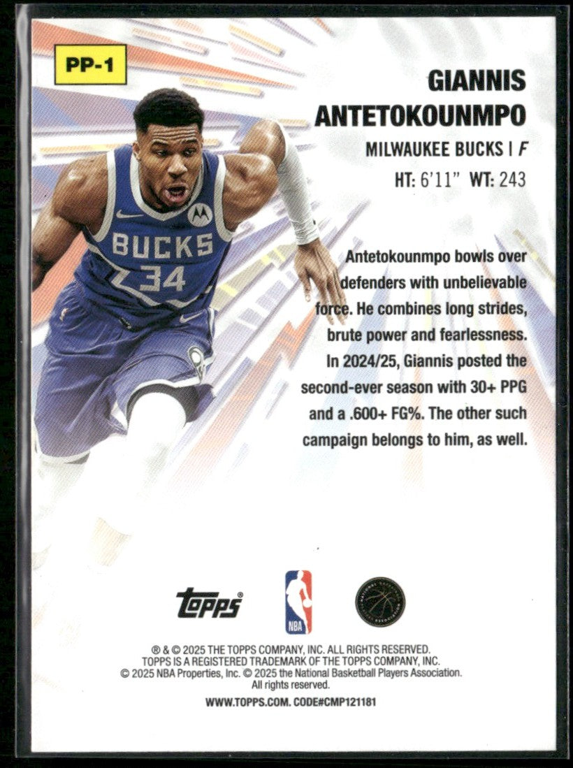 Giannis Antetokounmpo 2025 Topps Power Players #PP-1 Milwaukee Bucks