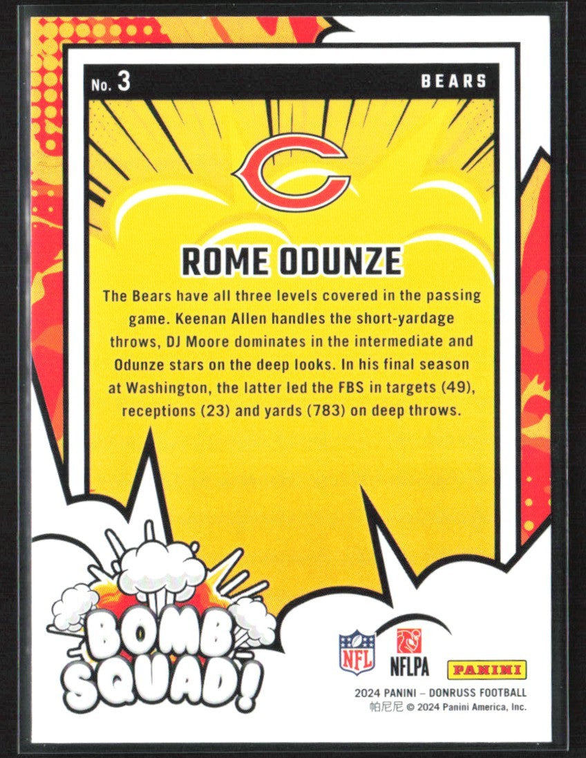 Rome Odunze 2024 Donruss Bomb Squad #3 Chicago Bears