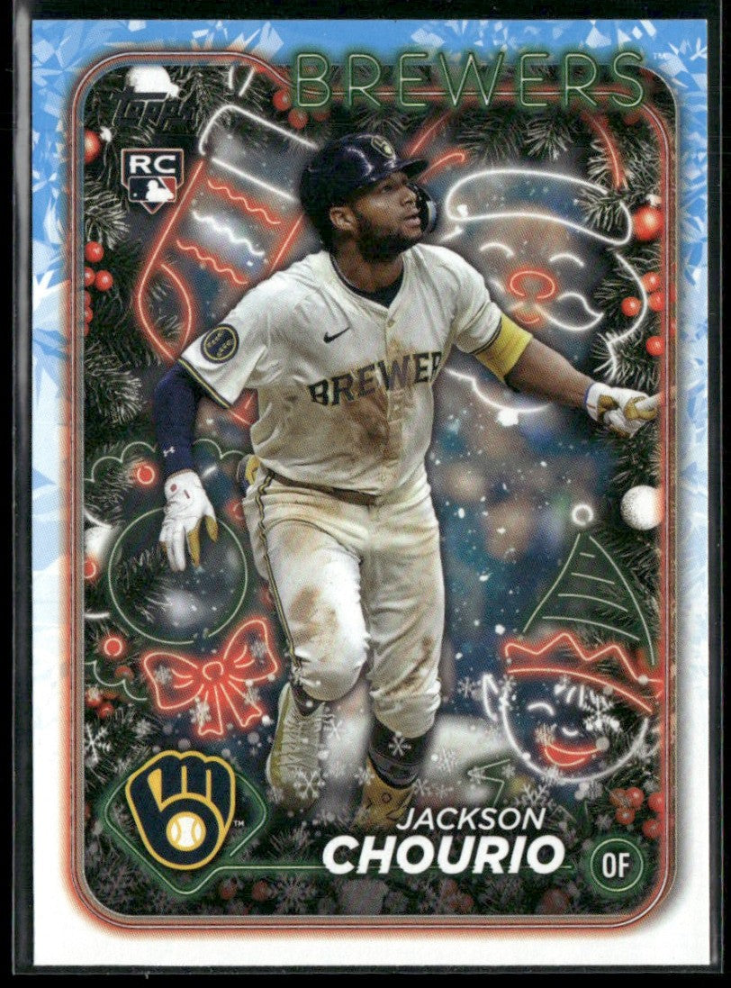Jackson Chourio 2024 Topps Holiday Blue Metallic RC #H119 Milwaukee Brewers