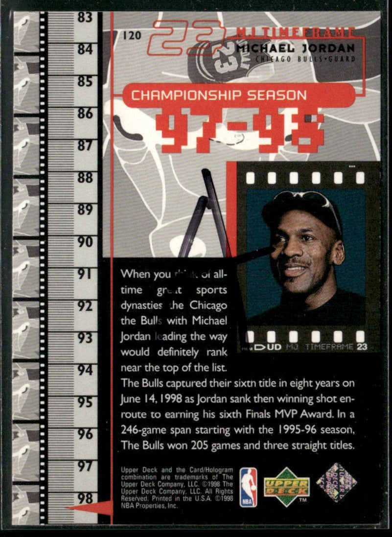 Michael Jordan 1998 Upper Deck MJ TimeFrame #120 Chicago Bulls