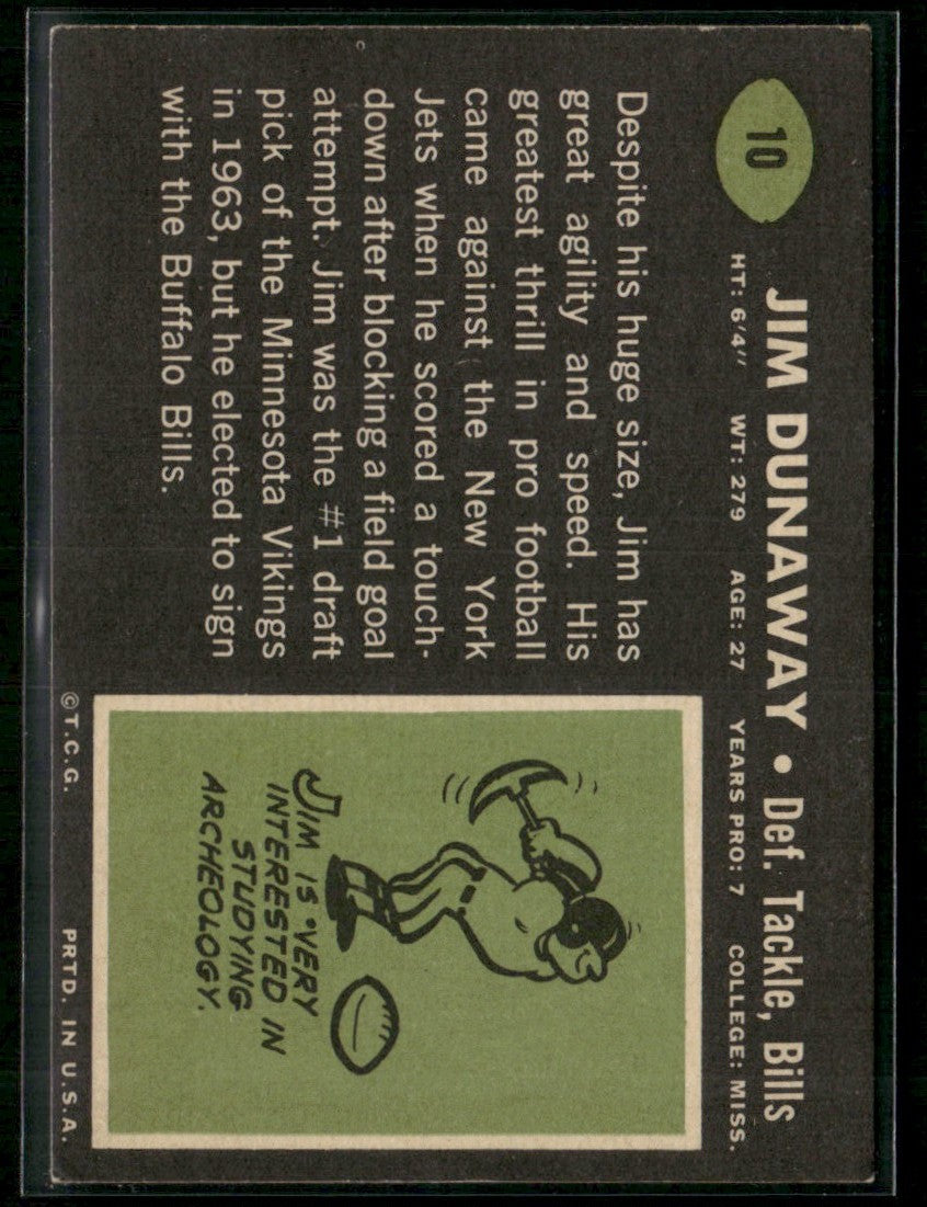 Jim Dunaway 1969 Topps #10 Buffalo Bills