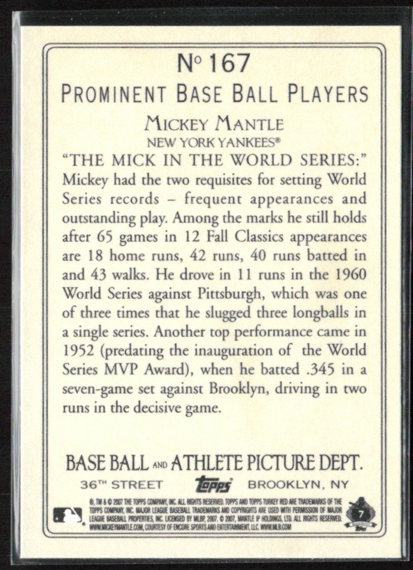 Mickey Mantle 2007 Topps Turkey Red #167 New York Yankees