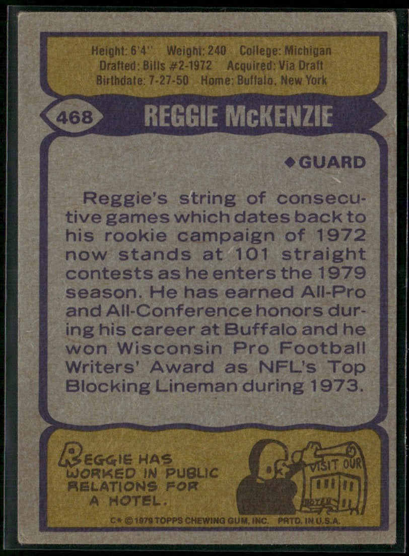 Reggie McKenzie 1979 Topps #468 Buffalo Bills