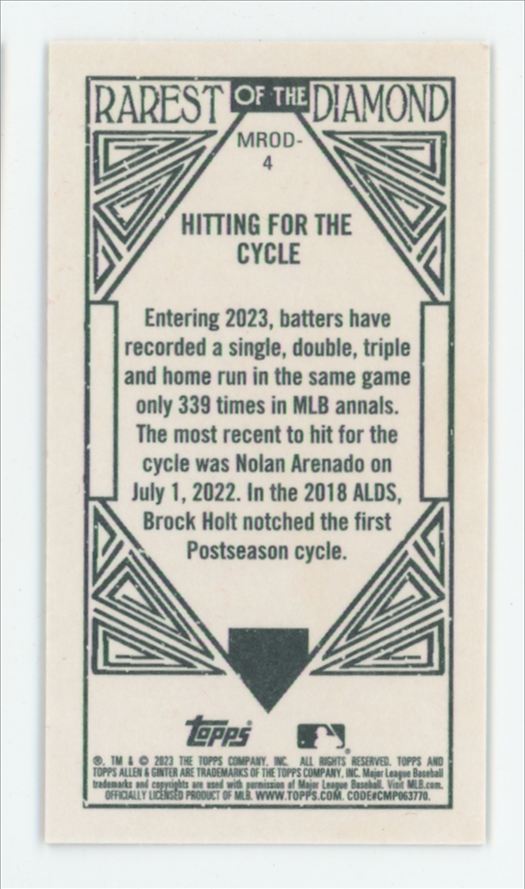 Hitting for the Cycle 2023 Topps Allen & Ginter Mini Rarest of the Diamond
