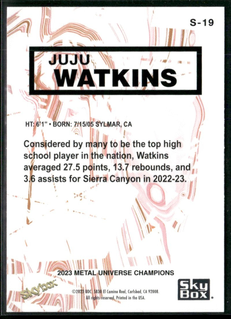 Juju Watkins 2023 Skybox Premium Metal Universe Champions #S-19