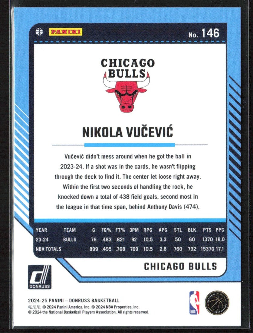 Nikola Vucevic 2024 Donruss Blue Storm /299 #146 Chicago Bulls