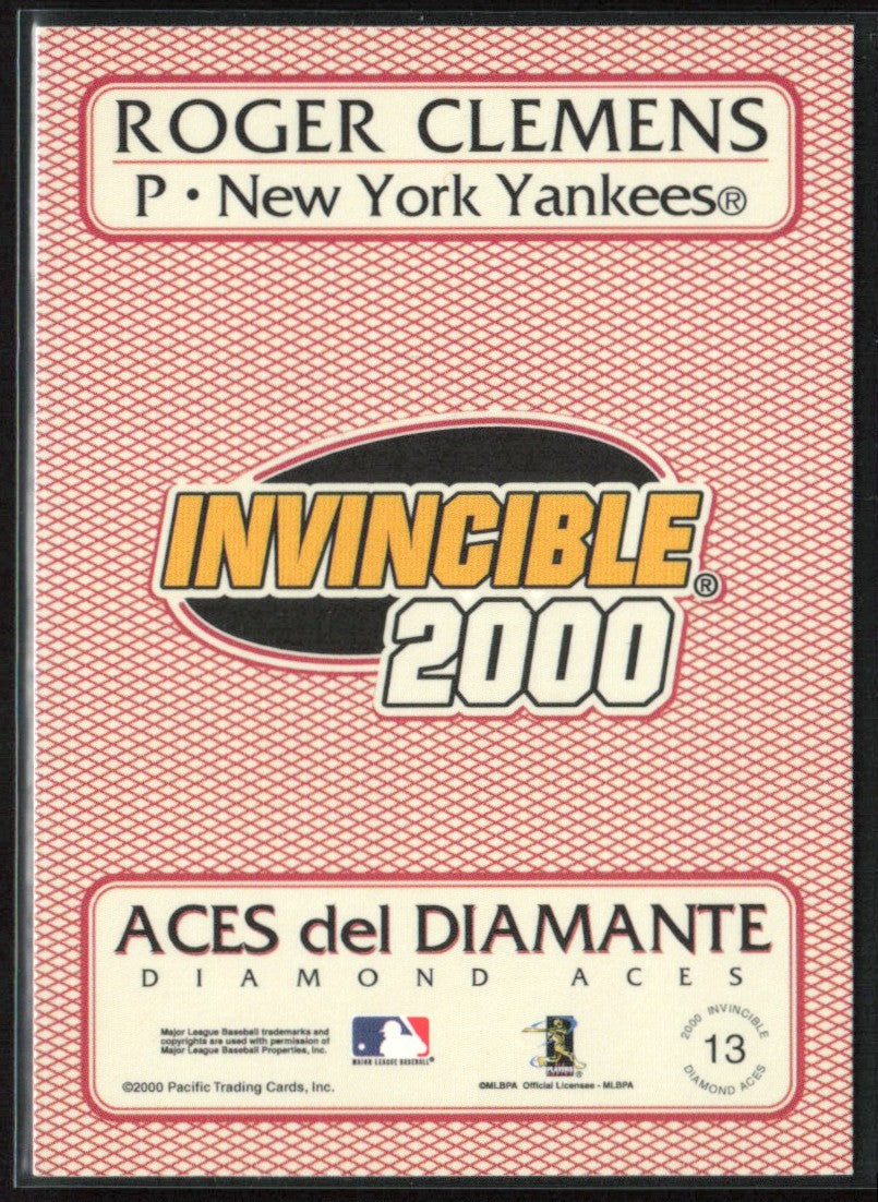 Roger Clemens 2000 Pacific Invincible Diamond Aces #13 New York Yankees