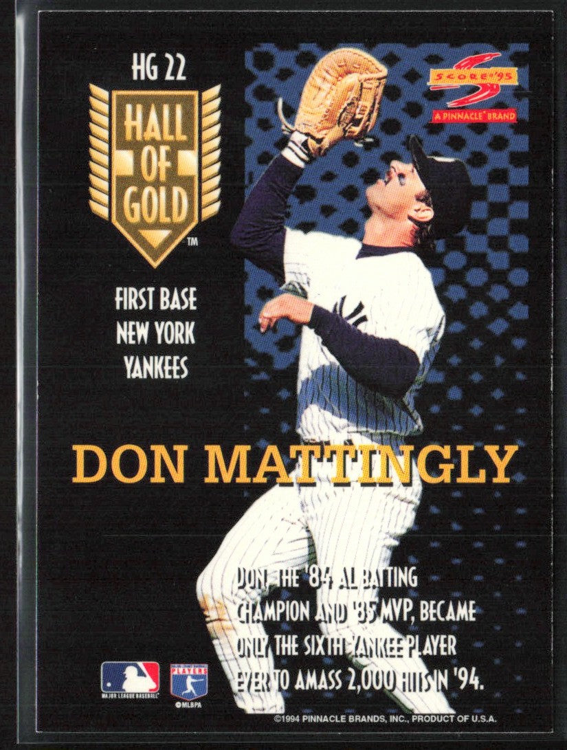 Don Mattingly 1995 Score Hall of Gold #HG22 New York Yankees