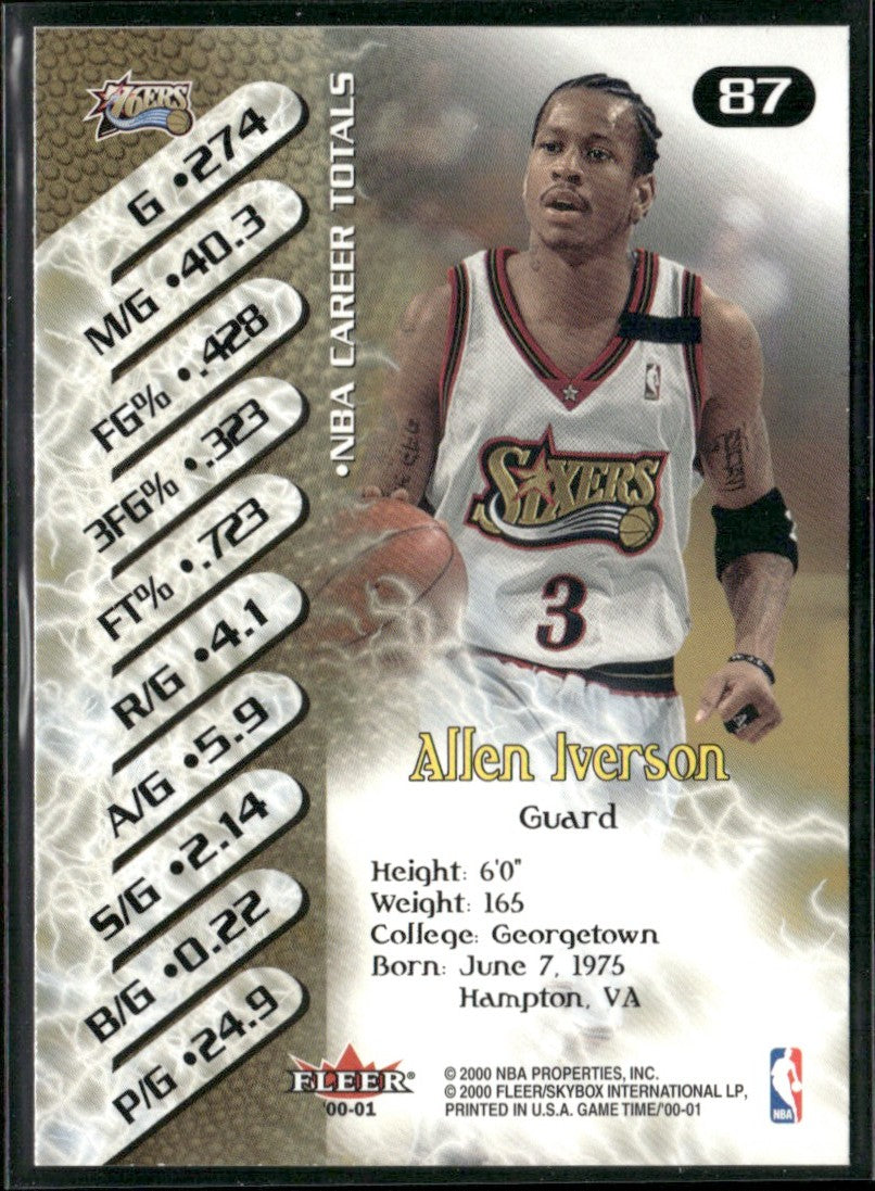 Allen Iverson 2000 Fleer Game Time #87 Philadelphia 76ers