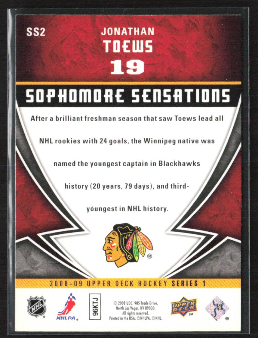 Jonathan Toews 2008 Upper Deck Sophomore Sensations #SS2 Chicago Blackhawks