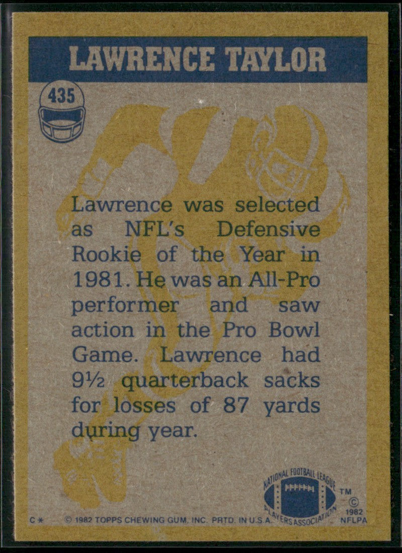 Lawrence Taylor 1982 Topps #435 New York Giants