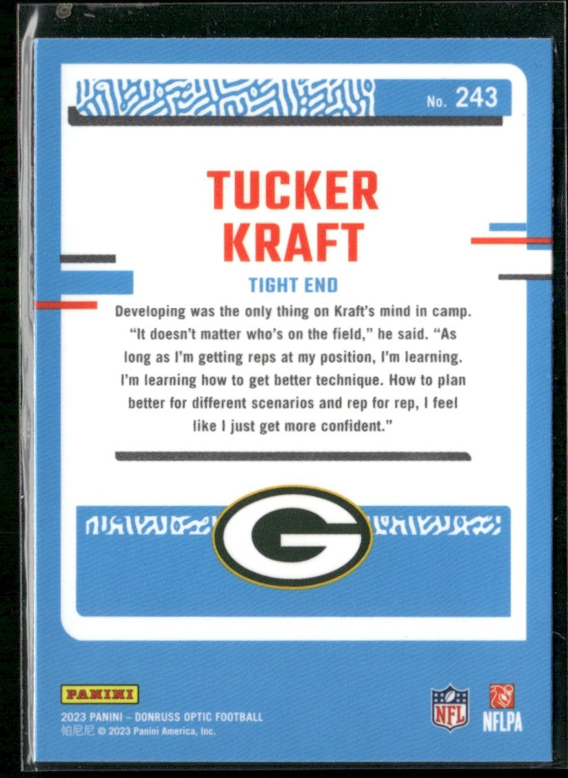 Tucker Kraft 2023 Donruss Optic Rated Rookie RC #243 Green Bay Packers