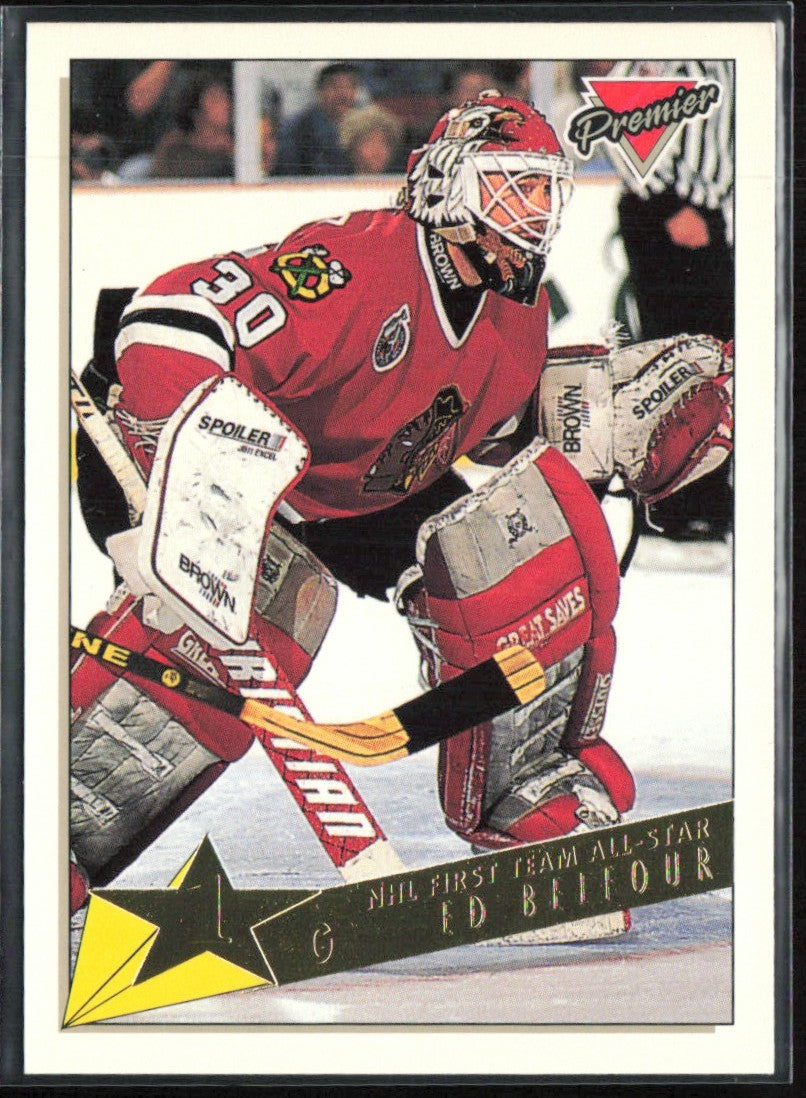 Ed Belfour 1993 Topps Premier Gold #95 Chicago Blackhawks