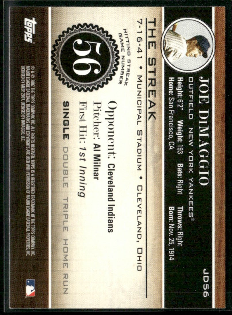 Joe DiMaggio 2007 Topps The Streak #JD56 New York Yankees