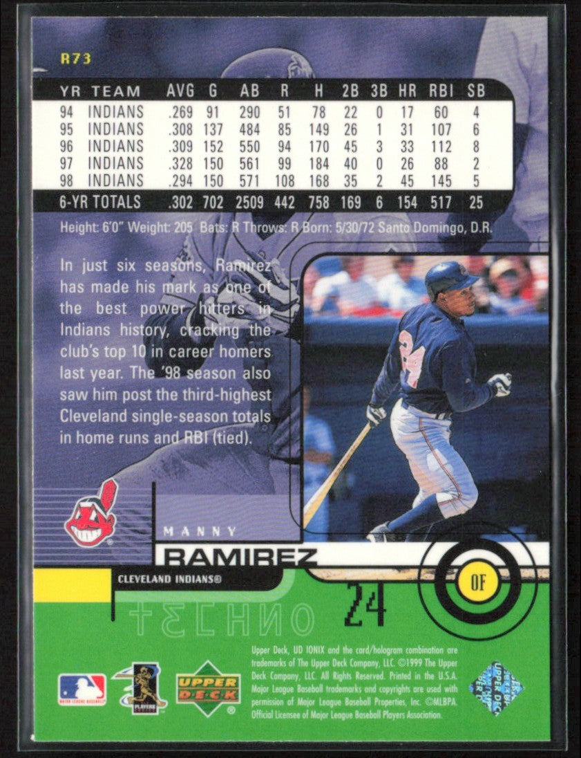 Manny Ramirez 1999 UD Ionix Techno #R73 Cleveland Indians