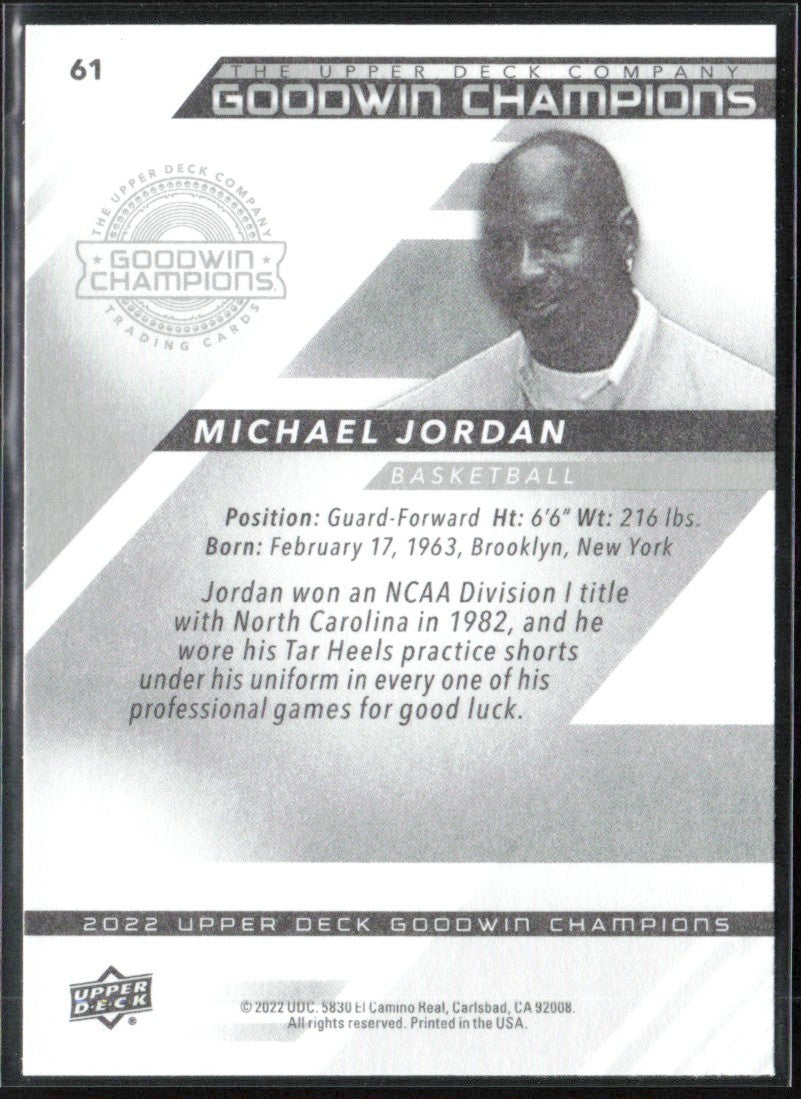 Michael Jordan 2022 Upper Deck Goodwin Champions #61 Chicago Bulls