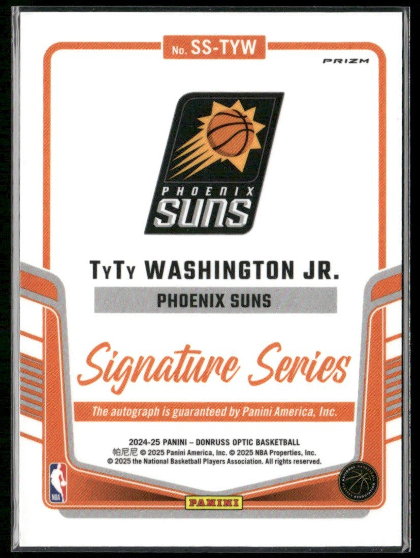 TyTy Washington Jr. 2024 Donruss Optic Signature Series Holo Silver Prizm AUTO