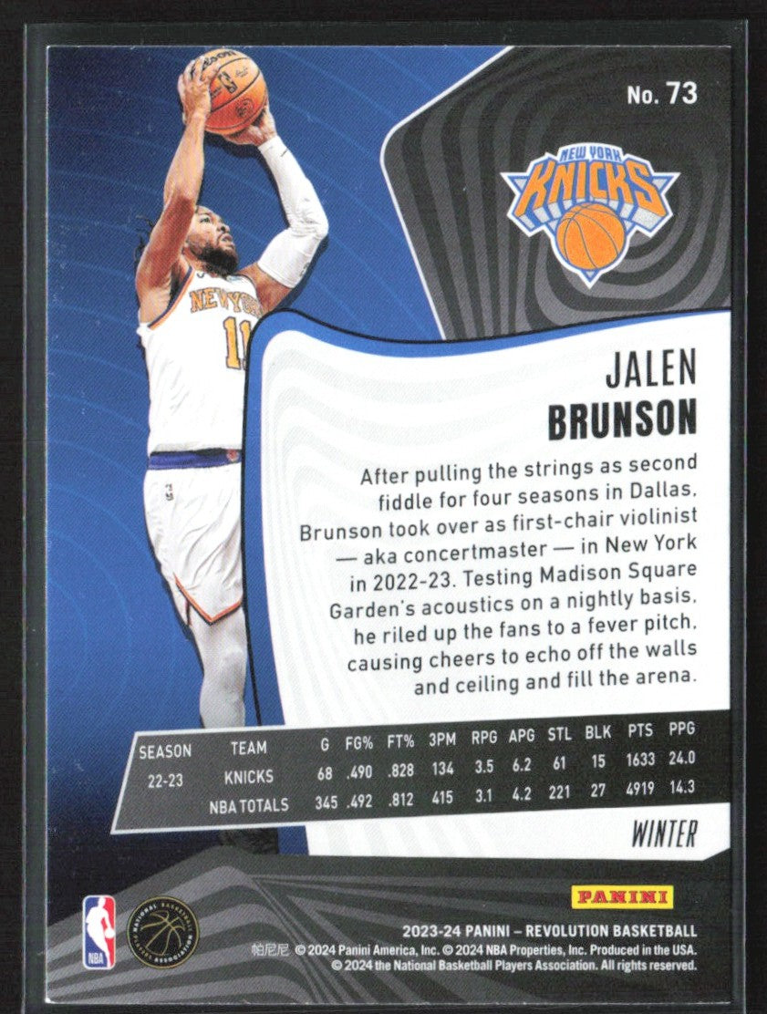 Jalen Brunson 2023 Panini Revolution Winter #73 New York Knicks
