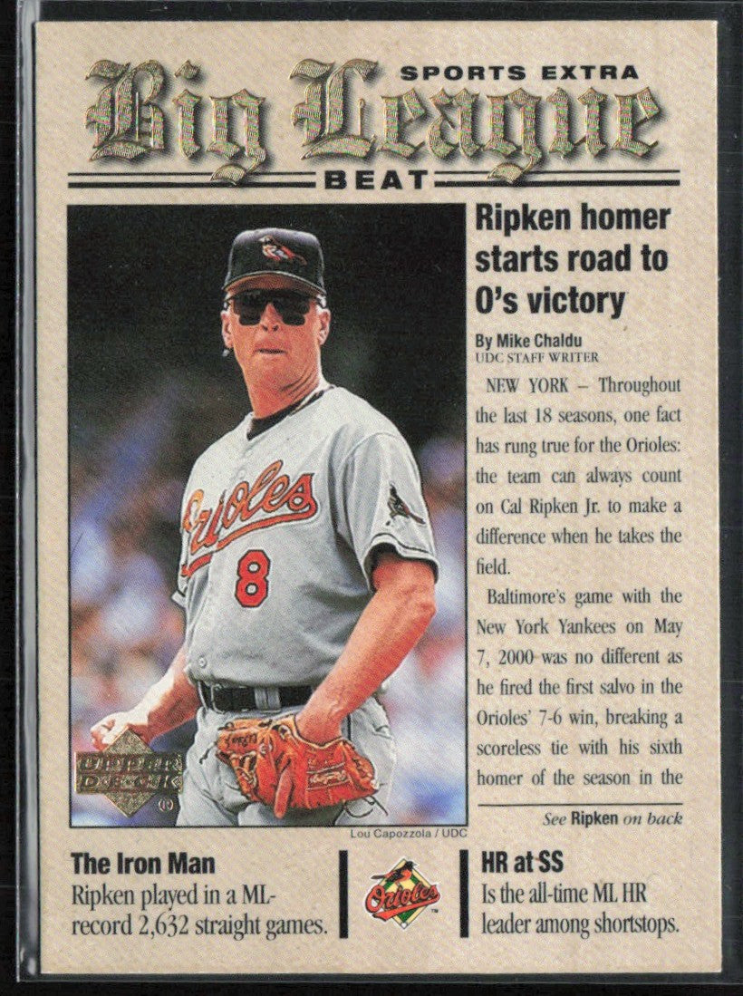 Cal Ripken Jr. 2001 Upper Deck Big League Beat #BB8 Baltimore Orioles