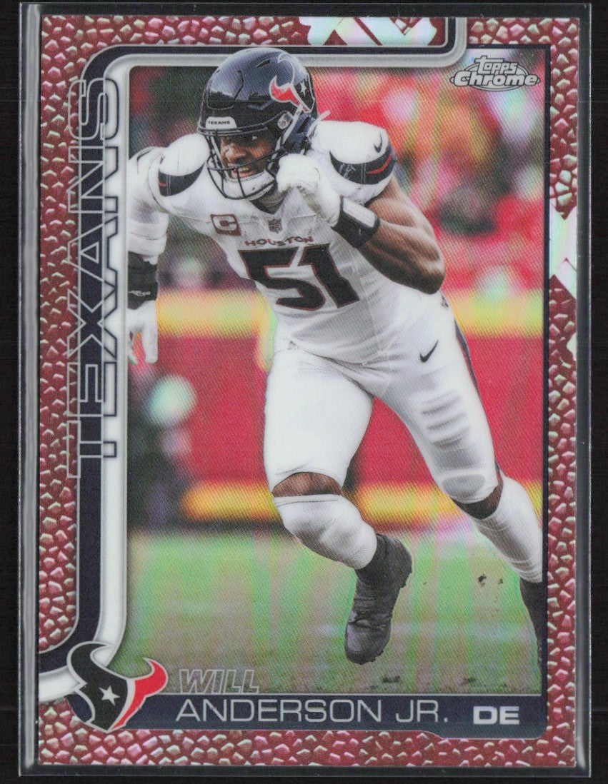 Will Anderson Jr 2025 Topps Chrome Leather Refractor #121 Houston Texans
