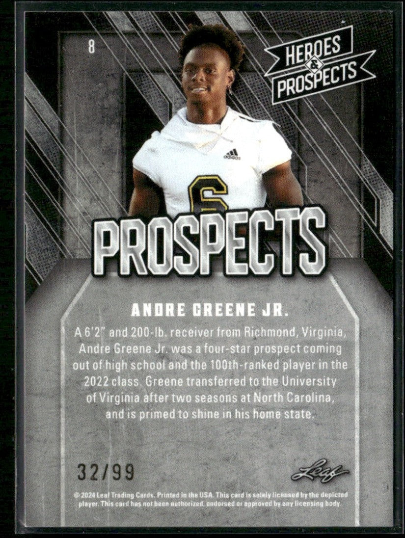 Andre Greene Jr. 2024 Leaf Heroes & Prospects Blue /99 #8 Buffalo Bills