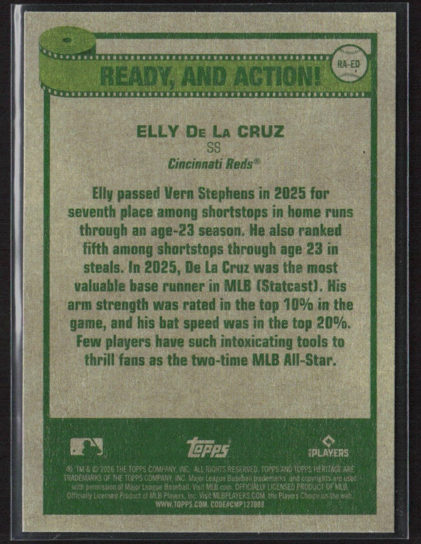Elly De La Cruz 2026 Topps Heritage Ready and Action #RA-ED Cincinnati Reds