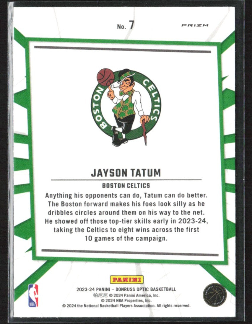 Jayson Tatum 2023 Donruss Optic My House Purple #7 Boston Celtics