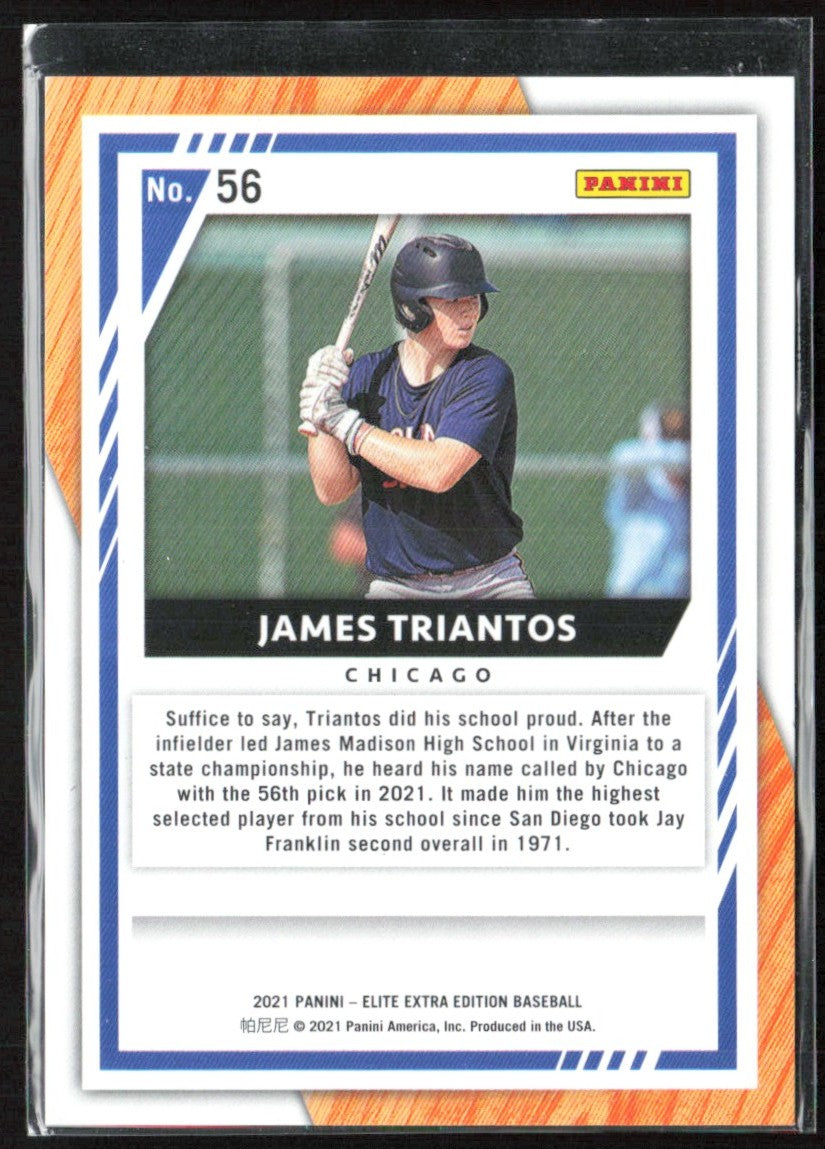 James Triantos 2021 Panini Elite Extra Edition /399 #56 Chicago Cubs