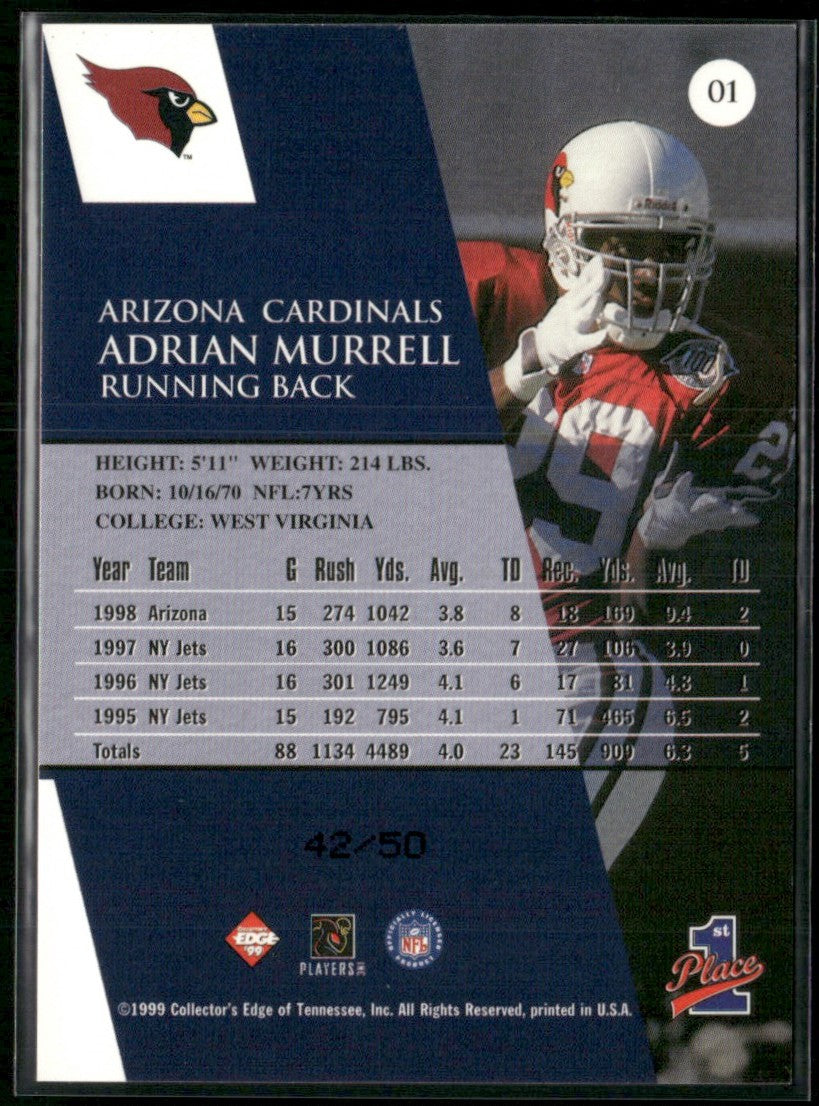 Adrian Murrell 1999 Collector's Edge 1st Place HoloGold /50 #1 Arizona Cardinals