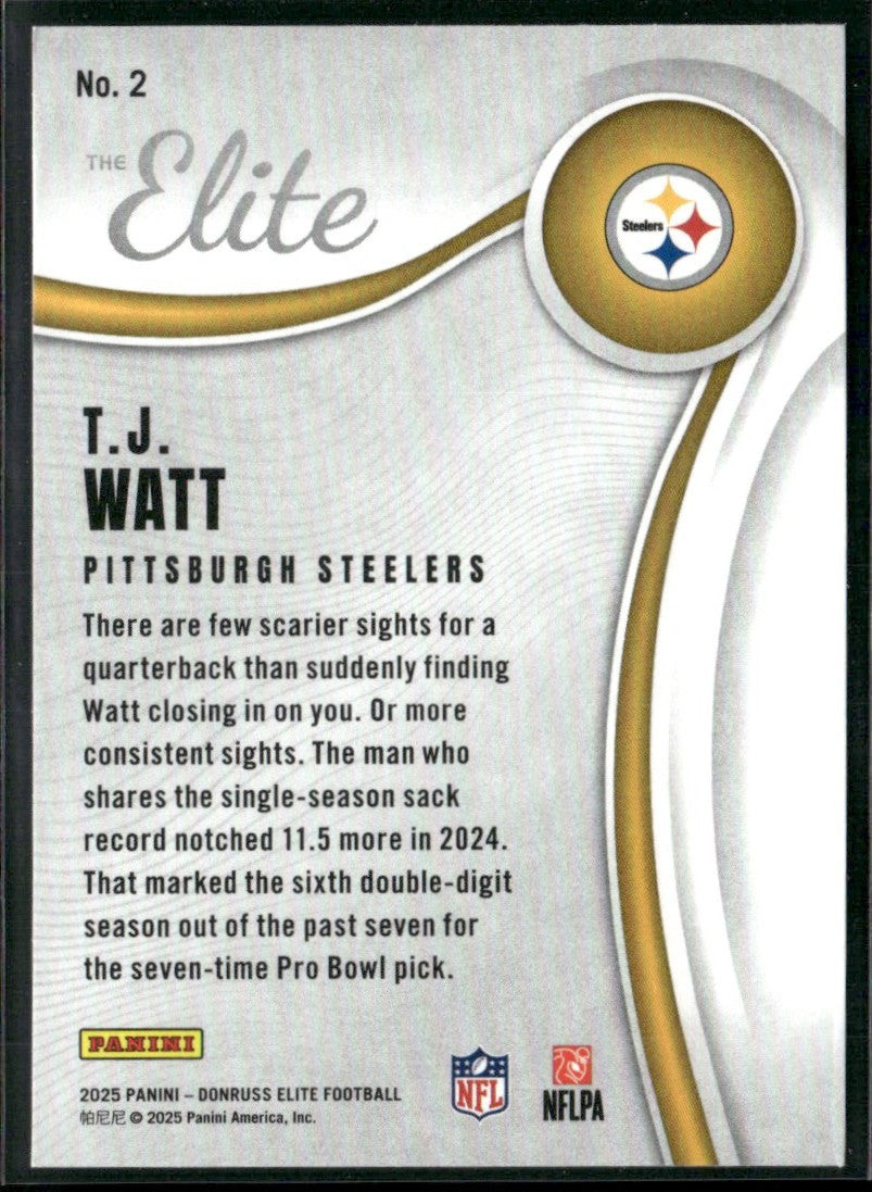 T.J. Watt 2025 Donruss Elite #2 Pittsburgh Steelers