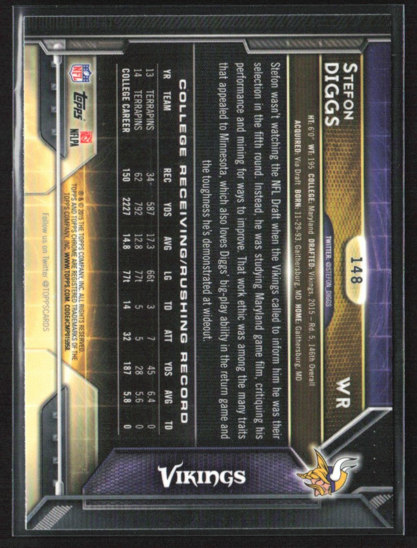 Stefon Diggs 2015 Topps Chrome RC #148 Minnesota Vikings