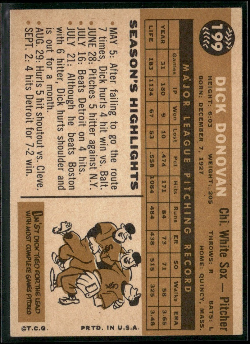 Dick Donovan 1960 Topps #199 Chicago White Sox