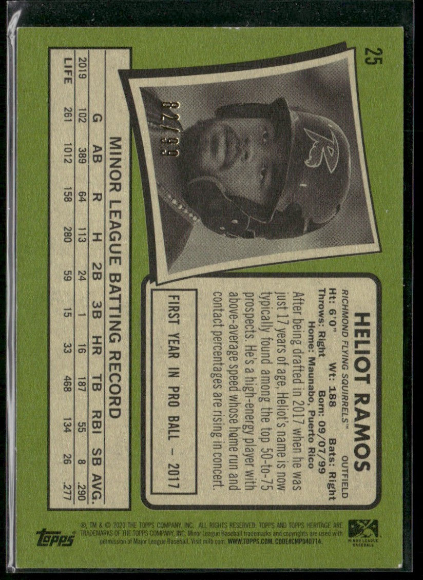 Heliot Ramos 2020 Topps Heritage Minor League Blue /99 #25