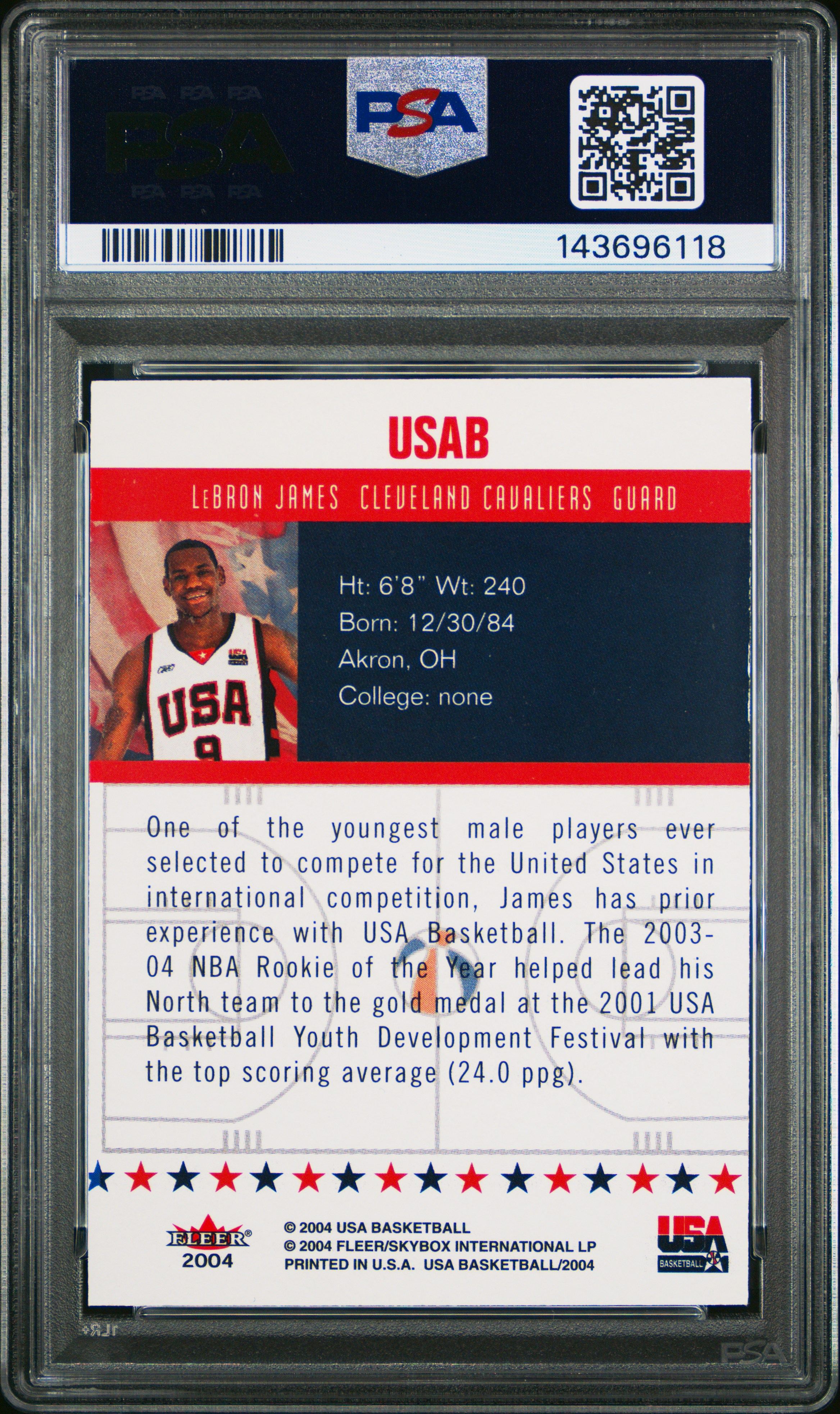Lebron James 2004 Skybox USA Basketball psa 7 #USAB Cleveland Cavaliers