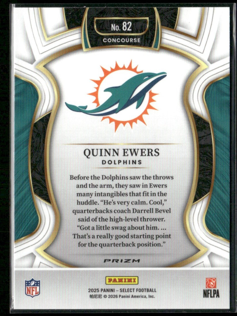 Quinn Ewers 2025 Panini Select Concourse Black & Green Shock RC #82