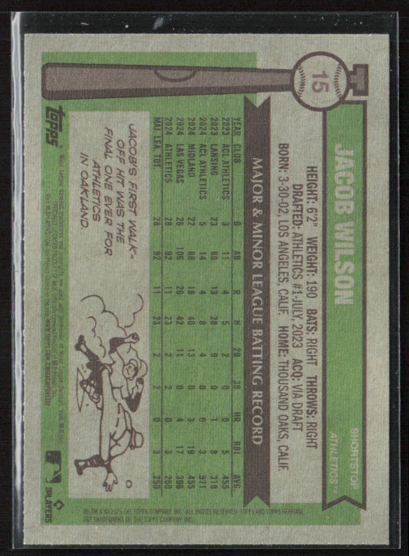 Jacob Wilson 2025 Topps Heritage RC #15 Oakland Athletics
