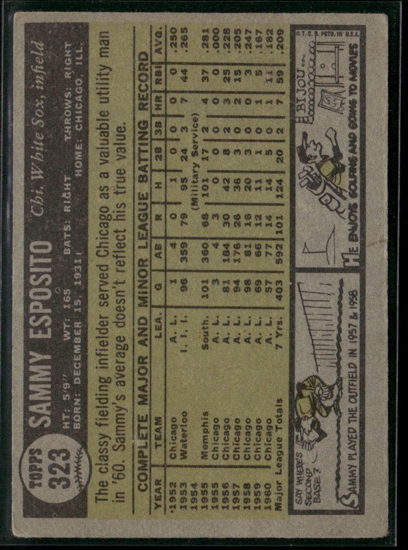 Sammy Esposito 1961 Topps #323 Chicago White Sox