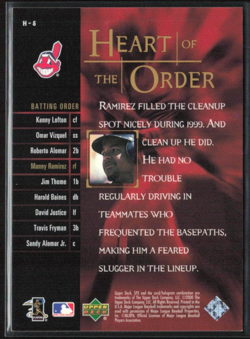 Manny Ramirez 2000 SPx Heart of the Order #H-5 Cleveland Indians