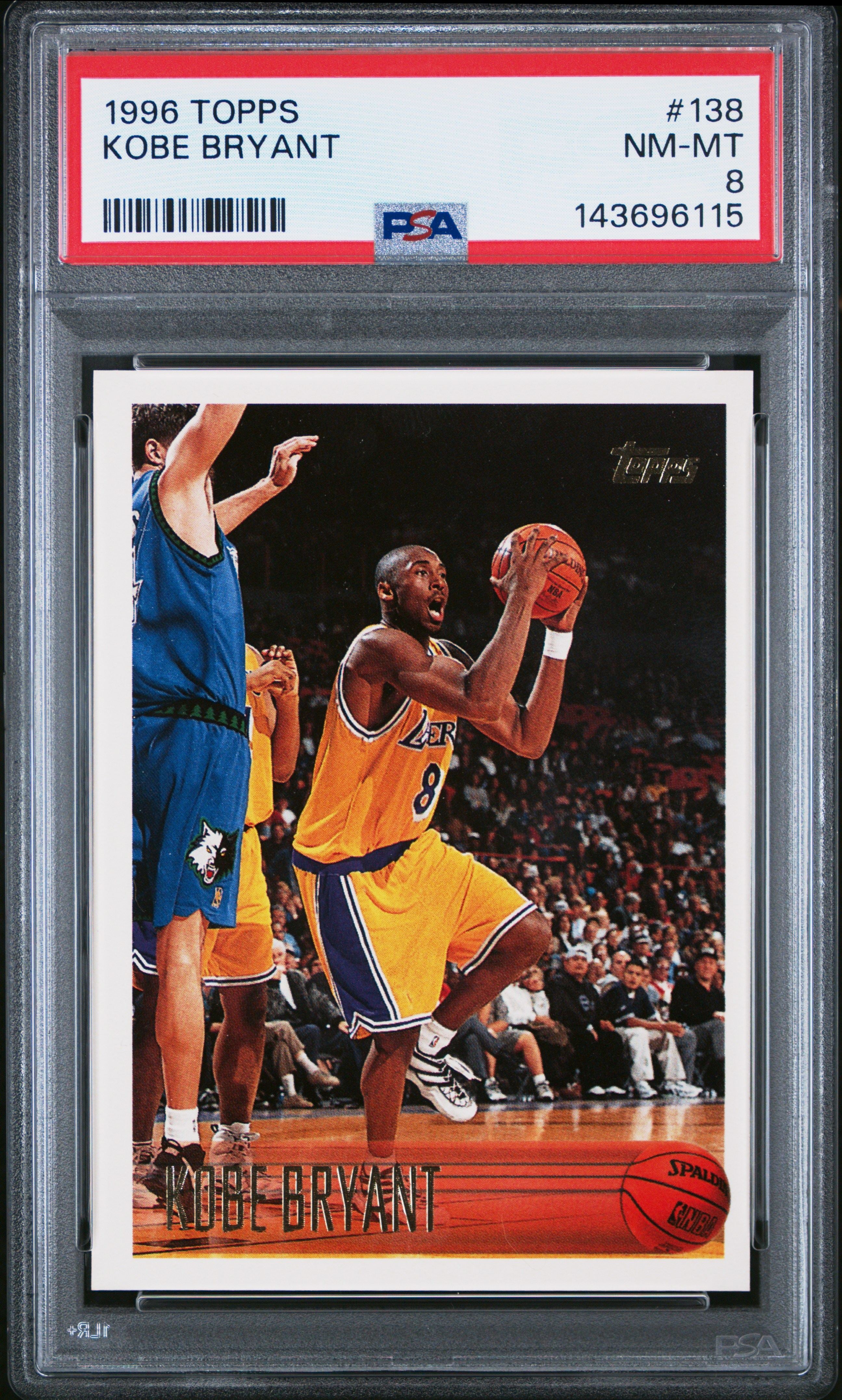 Kobe Bryant 1996 Topps RC psa 8 #138 Los Angeles Lakers