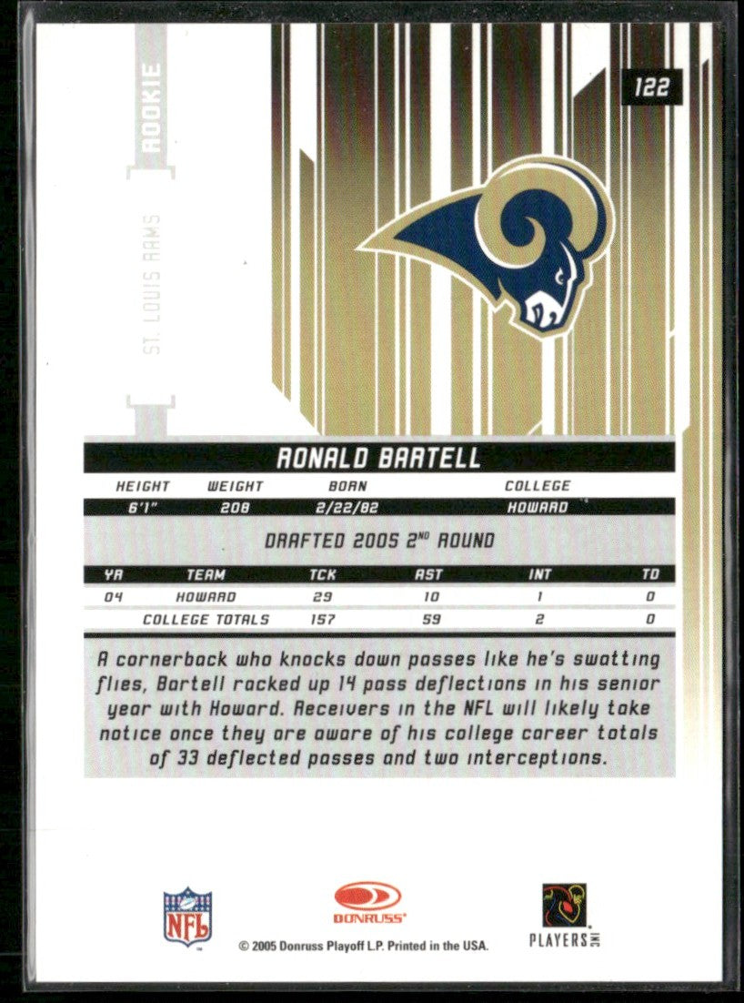 Ronald Bartell 2005 Leaf Rookies & Stars Longevity Sapphire RC /199 #122