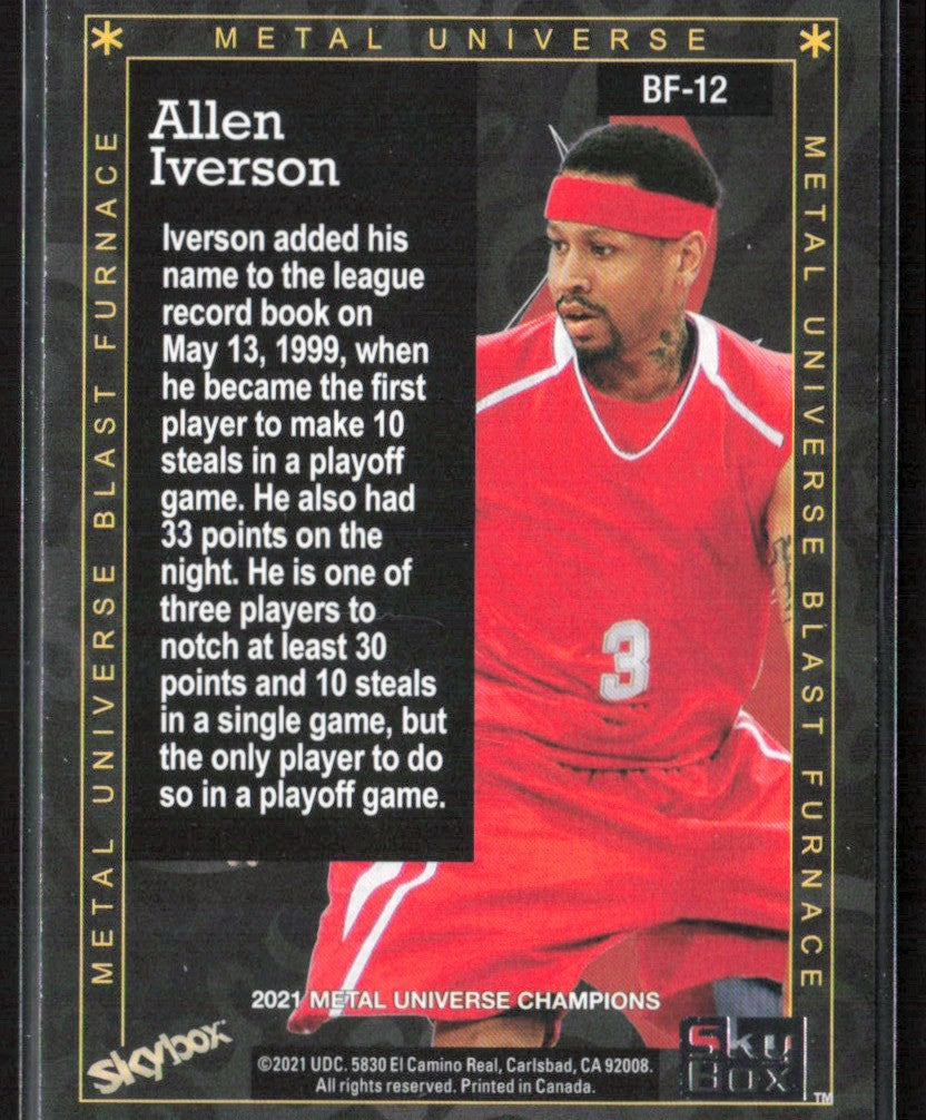 Allen Iverson 2021 Skybox Metal Universe Champions Blast Furnace #BF-12