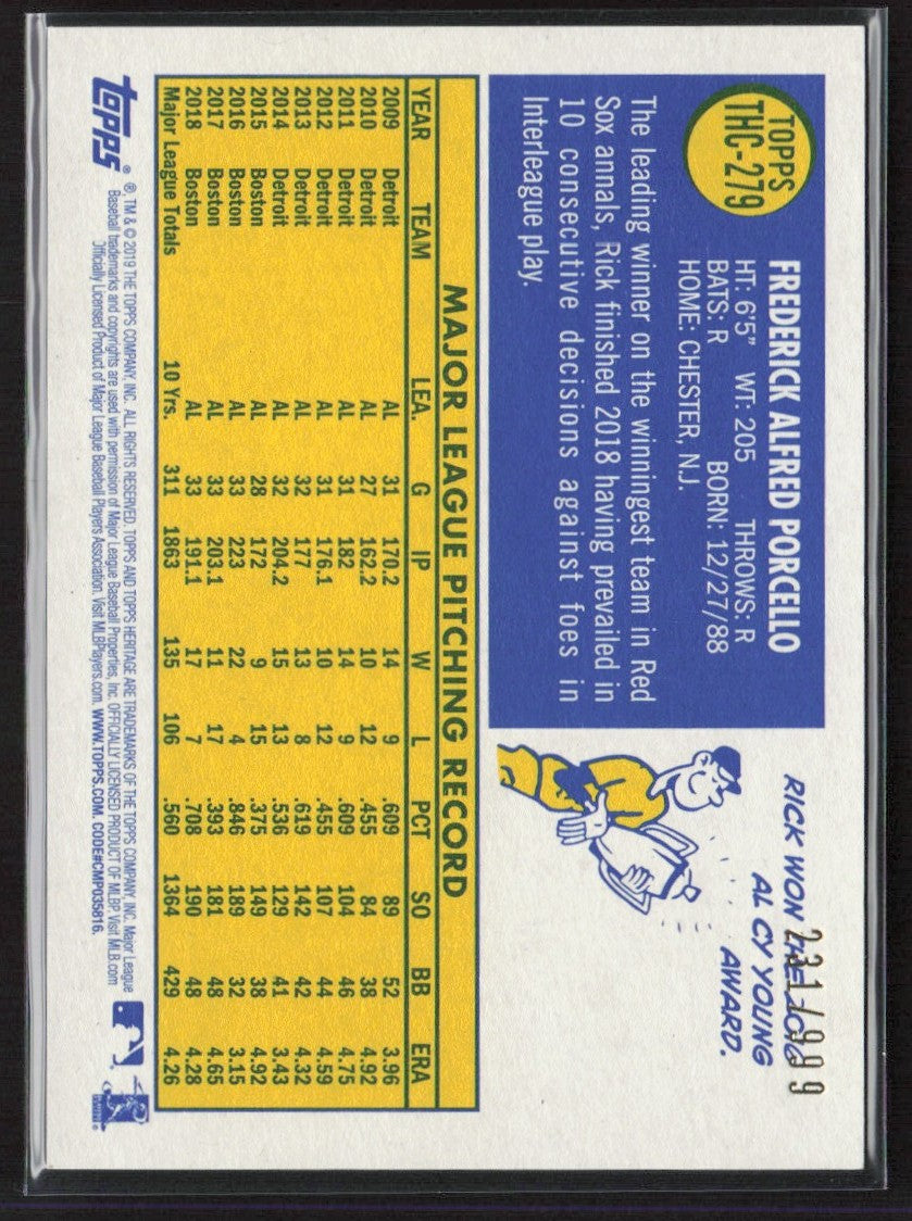 Rick Porcello 2019 Topps Heritage Chrome /999 #THC-279 Boston Red Sox