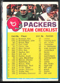 Green Bay Packers 1973 Topps Team Checklist Green Bay Packers