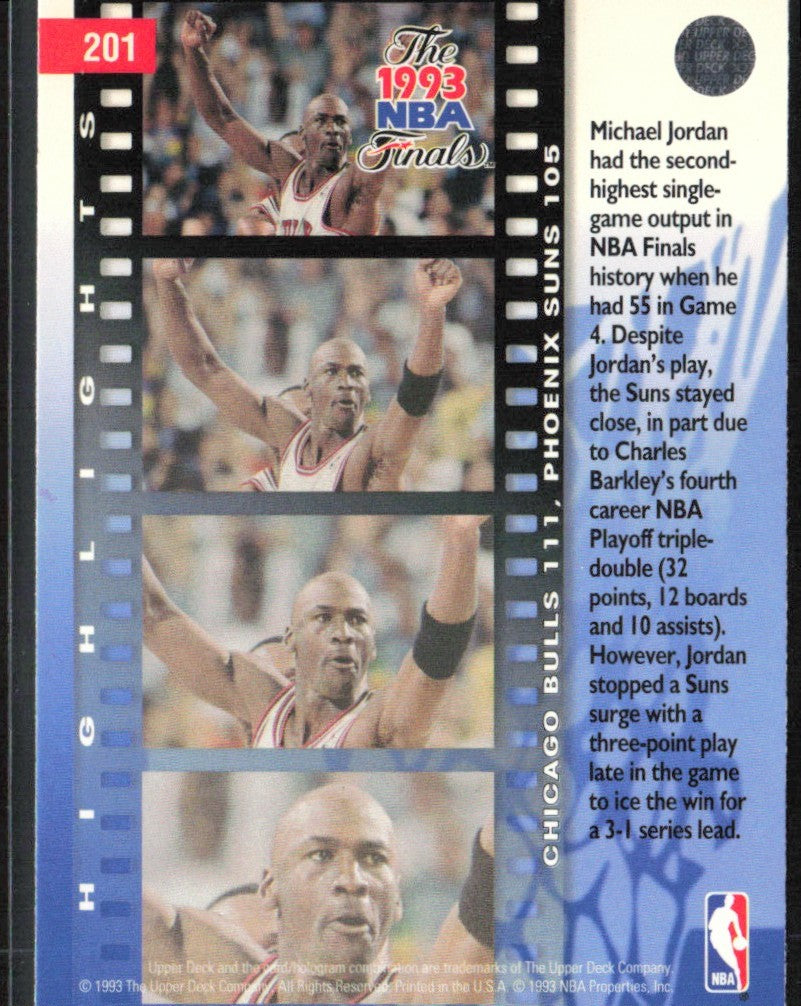 Michael Jordan 1993 Upper Deck NBA Finals #201 Chicago Bulls