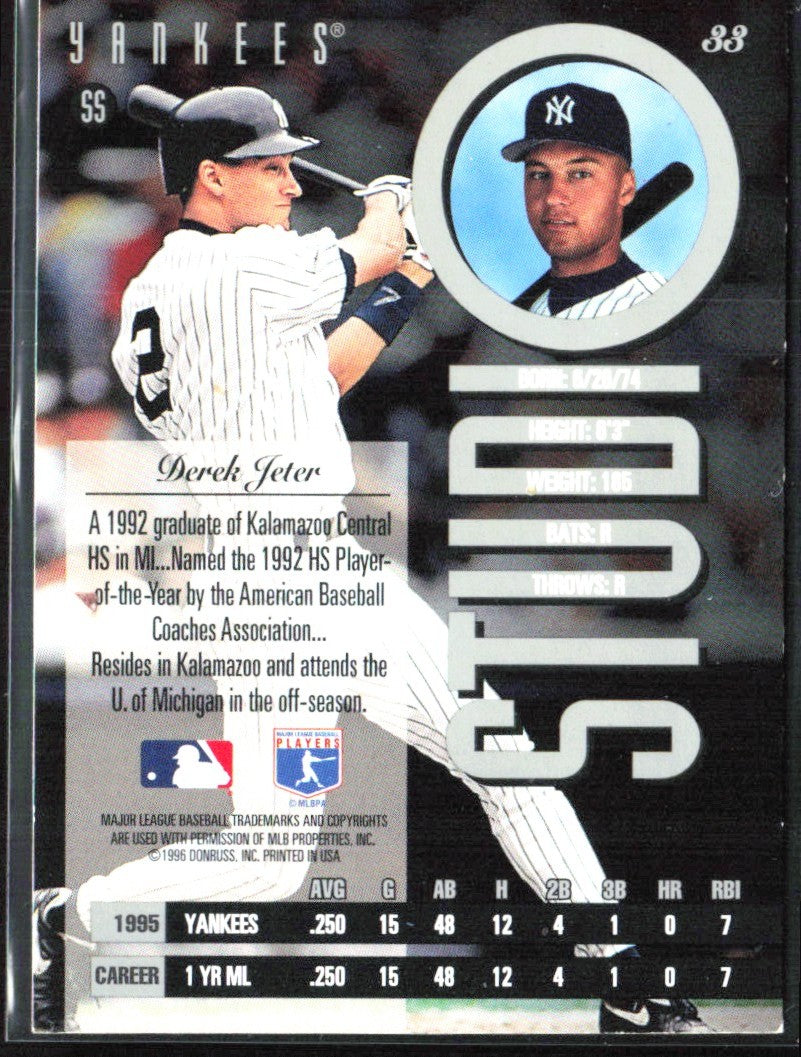 Derek Jeter 1996 Leaf Studio #33 New York Yankees
