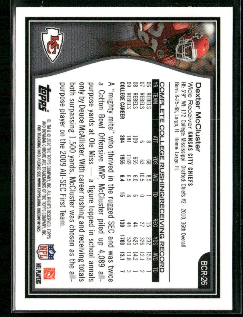 Dexter McCluster 2010 Bowman Chrome RC #BCR-26 Kansas City Chiefs