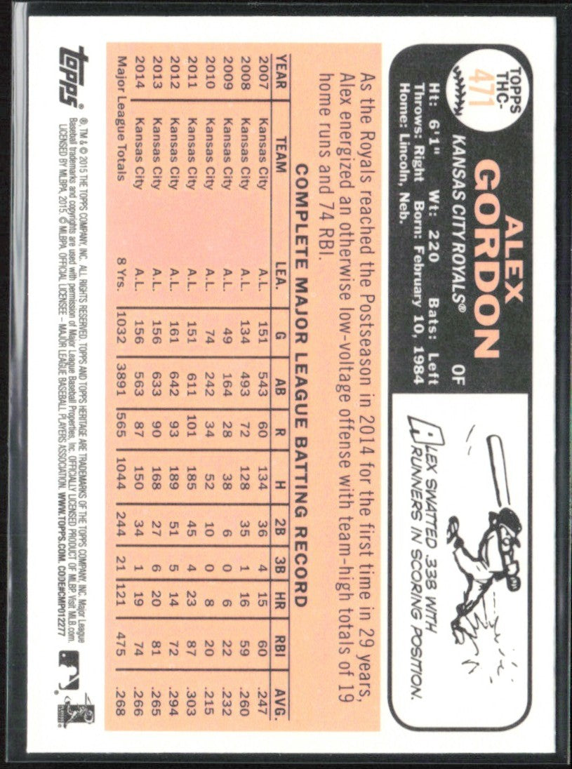 Alex Gordon 2015 Topps Heritage Chrome Foil #THC-471 Kansas City Royals