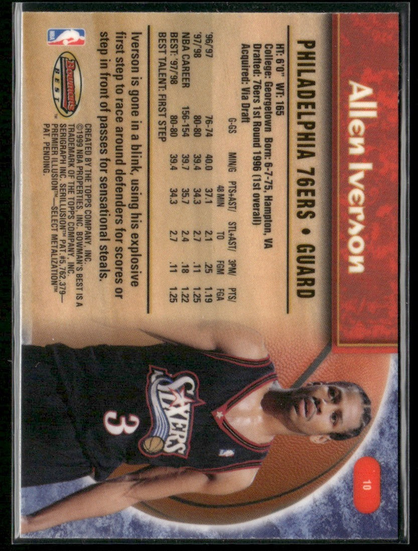 Allen Iverson 1999 Bowman's Best #10 Philadelphia 76ers