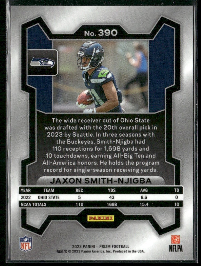 Jaxon Smith-Njigba 2023 Panini Prizm RC #390 Seattle Seahawks